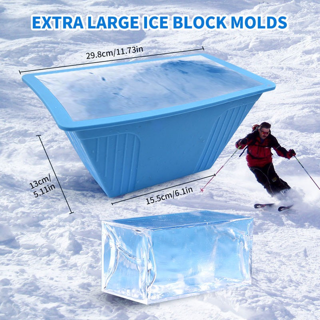 Molde para bloques de hielo de silicona extra grande sin BPA de 6 libras con tapa – M&aacute;quina para hacer hielo reutilizable para ba&ntilde;o de hielo, refrigerador y bricolaje | OEM personalizado