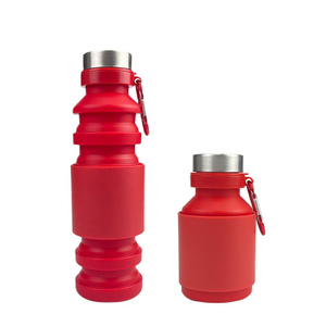 Bouteille d'eau de voyage pliable et r&eacute;tractable en silicone – Bouteille de sport de plein air pliable sans BPA de 550 ml avec bouchon en acier inoxydable 304 | Logo personnalis&eacute; OEM
