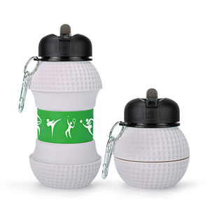 Bouteille d'eau pliable en silicone en forme de balle de golf – Bouteille de sport pliable sans BPA de 550 ml pour enfants et ext&eacute;rieur | Logo personnalis&eacute; OEM