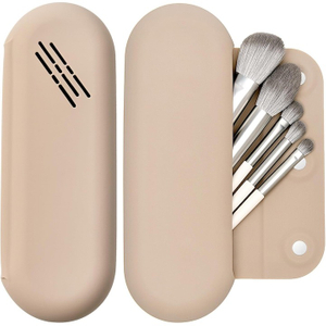Bolsa de maquiagem de viagem de silicone com tampa magn&eacute;tica – organizador de pinc&eacute;is &agrave; prova d'&aacute;gua | Logotipo personalizado OEM