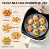 Silikon-Luftfritteusen-Zubeh&ouml;rset 3-in-1 – zusammenklappbarer Einsatz, Muffinform f&uuml;r 7 Tassen und Eierbissform f&uuml;r 4 Tassen mit Stahlrahmen