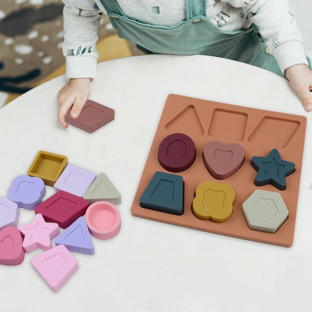 Blocos de quebra-cabe&ccedil;a geom&eacute;tricos de silicone personalizados - Fabricante de brinquedos educativos para beb&ecirc;s