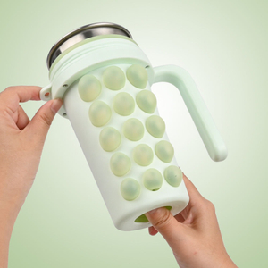 2-in-1-Becher f&uuml;r Eiskugelbereiter, 600 ml – Silikon-Blasen-Eisformbecher mit Strohhalm, Griff und Edelstahl-Innentopf | Benutzerdefiniertes OEM-Logo