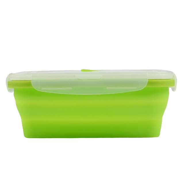 Fiambrera de silicona plegable sin BPA de 800 ml – Recipiente de comida plegable a prueba de fugas con tapa de PP para oficina, escuela y exteriores | OEM personalizado