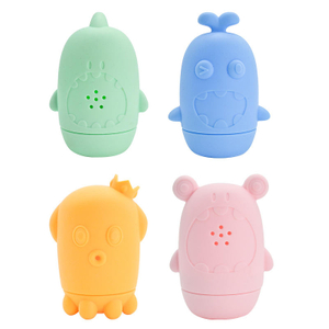 Jouets de pulv&eacute;risation d'eau &agrave; presser en silicone de qualit&eacute; alimentaire pour b&eacute;b&eacute; - Ensemble oc&eacute;an de 4 pi&egrave;ces, conception sans moisissure | OEM en gros