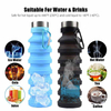 Botella de agua deportiva de silicona plegable | Botella de gimnasio plegable OEM personalizada, certificada por FDA y LFGB